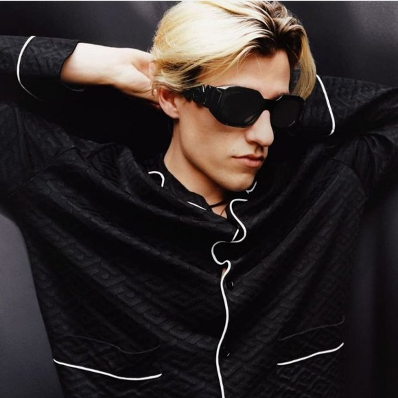 Versace Men Sunglasses Black Grey Rectangle VE4361 Medusa Biggie 536087 NEW - Picture 10 of 13